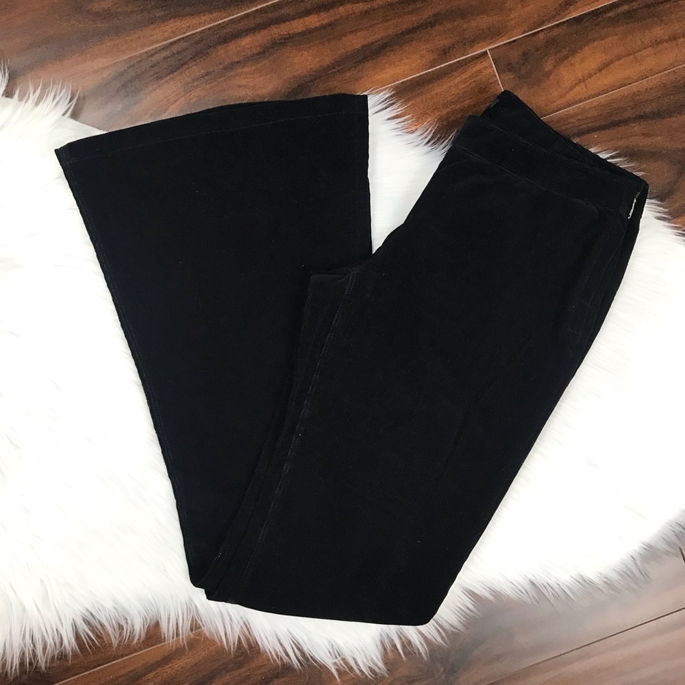 Theory Shisila Corduroy Black Flare Wide Leg Pants